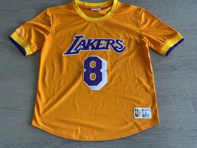 NBA 8 Kobe Bryant Lakers M&N Authentic sleeve Maillot Jaune